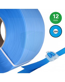 PP Band blauw 12mm, rol 3000mtr,  K200