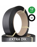 PP Band zwart 12mm, rol 3000mtr, K406 - extra dik Omsnoeringsband