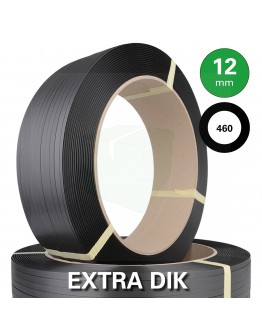 PP Band zwart 12mm, rol 3000mtr, K406 - extra dik