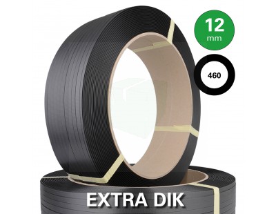 PP Band zwart 12mm, rol 3000mtr, K406 - extra dik Omsnoeringsband