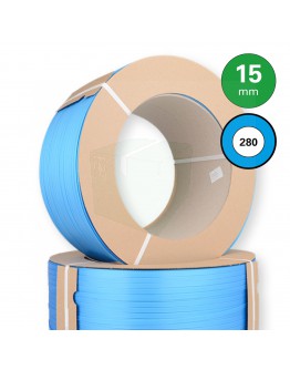 PP Band blauw 15mm, rol 1800mtr, K280