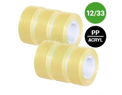 Verpakkingstape PP acryl 12mm/33m Tape - Plakband