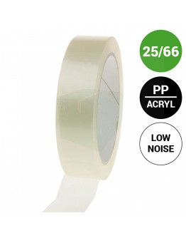 Verpakkingstape PP acryl 25mm/66m Low-noise