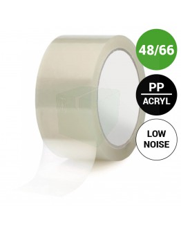 Verpakkingstape PP acryl 48mm/66m, transparant, Low-noise 28my