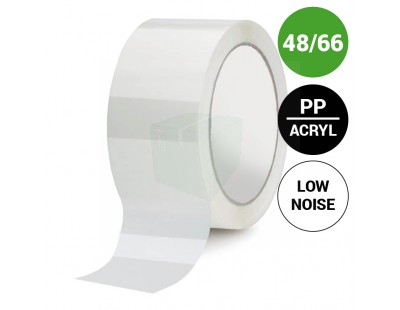 Verpakkingstape PP acryl 48mm/66m Low-noise Wit  Tape - Plakband