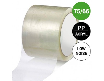 Verpakkingstape PP acryl 75mm/66m Low-noise BREED Tape - Plakband