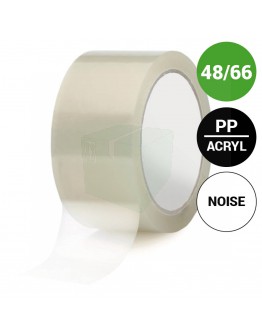 Verpakkingstape Low budget PP acryl 48mm/66m Standard Noise transparant