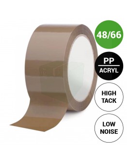 Verpakkingstape PP acryl 48mm/66m High Tack Low-noise Bruin 