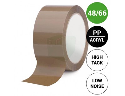Verpakkingstape PP acryl 48mm/66m High Tack Low-noise Bruin  Tape - Plakband