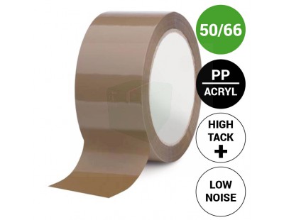 Verpakkingstape PP acryl 50mm/66m High Tack Plus Low-Noise Tape - Plakband