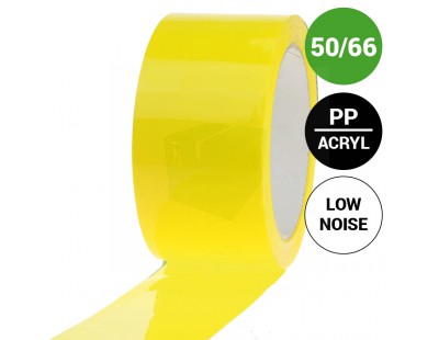 Verpakkingstape PP acryl 50mm/66m Low-noise Geel Tape - Plakband