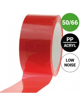 Verpakkingstape PP acryl 50mm/66m Rood Low-noise