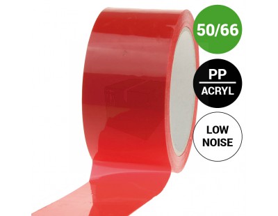 Verpakkingstape PP acryl 50mm/66m Rood Low-noise Tape - Plakband