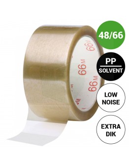 Verpakkingstape PP Solvent 48mm/66m Low-noise 32my transparant
