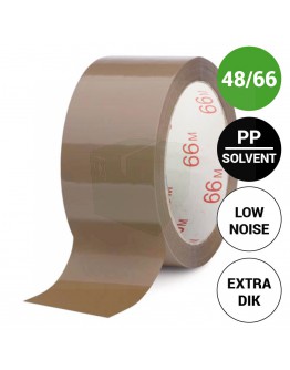 Verpakkingstape PP Solvent 48mm/66m Low-Noise 32my bruin