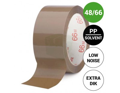 Verpakkingstape PP Solvent 48mm/66m Low-Noise 32my bruin Tape - Plakband
