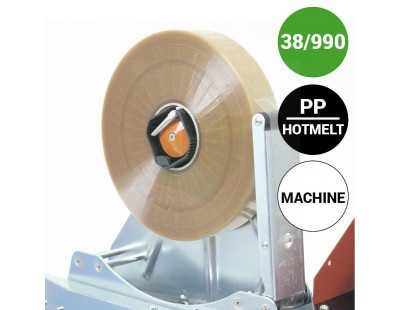 Verpakkingstape PP-Hotmelt 28my 38mm x 990mtr machinetape Tape - Plakband