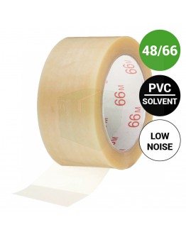 Verpakkingstape PVC solvent  48mm x 66m 32my transparant low-noise