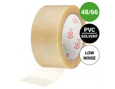 Verpakkingstape PVC solvent  48mm x 66m 32my transparant low-noise Tape - Plakband