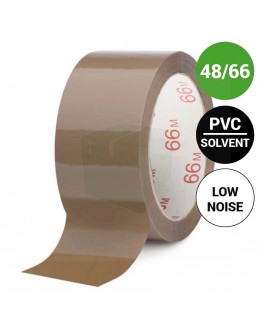 Verpakkingstape PVC solvent 48mm x 66m 32my bruin low-noise
