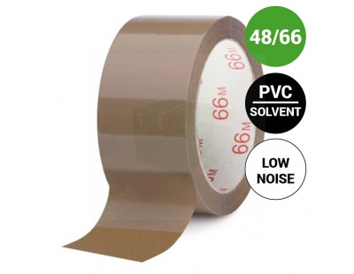 Verpakkingstape PVC solvent 48mm x 66m 32my bruin low-noise Tape - Plakband