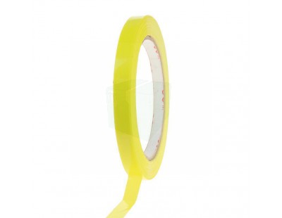 Zakkensluitertape PVC solvent geel 9mm x 66m Tape - Plakband