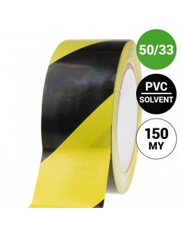 Floor marking tape PVC yellow/black 50mm/33m 150my