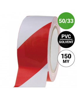 Markierungsklebeband 150my PVC Rot/Weiss 50mm/33m