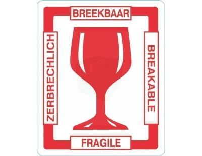 Labels Fragile glass in 4 languages 500 pcs per roll Labels