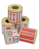 Etiket FRAGILE-KEEP DRY-PIJL-GLAS 500 pcs per roll Labels