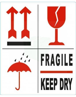 Etiket FRAGILE-KEEP DRY-PIJL-GLAS 500 pcs per roll