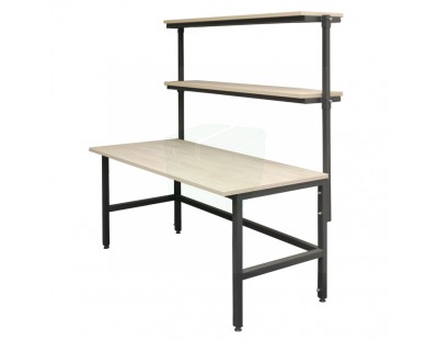 Packtische höhenverstellbar 160 x 80 cm, mit 2 Regalen Packtische