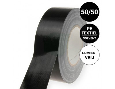 Duct tape 70-mesh Pro Gaffer Lijmrestvrij Zwart 50mm/50m  Tape - Plakband