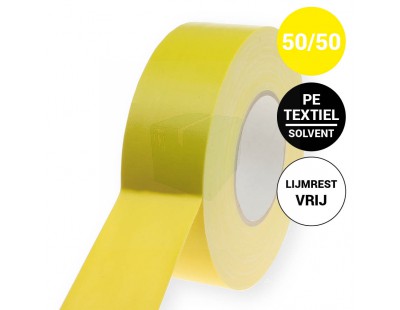 Duct tape 70-mesh Pro Gaffer Lijmrestvrij Geel 50mm/50m  Tape - Plakband