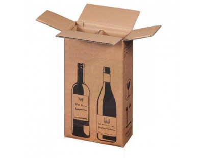 Wine bottle box for 2 bottles 204x108x368mm Wine shipping boxes