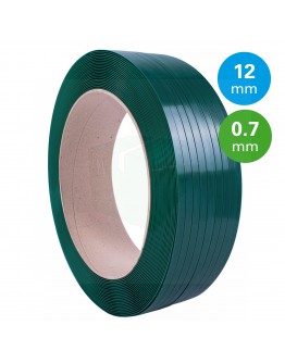 PET Band groen 12mm/0,7mm/2200m Gewafeld
