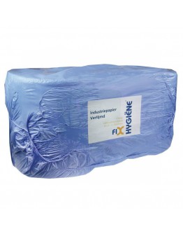 Industrial cleaning paper rolls FIX-HYGIËNE glued blue, 24cm / 300m - 2 rolls