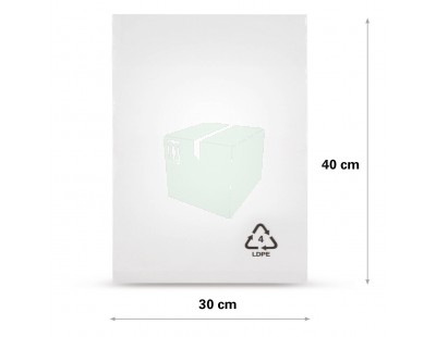 Flat poly bags LDPE, 30x40cm, 50my - 1000x PE Film 