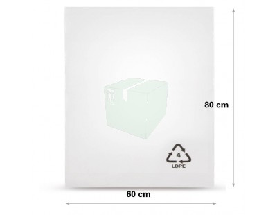 Flat poly bags LDPE, 60x80cm, 50my - 300x PE Film 