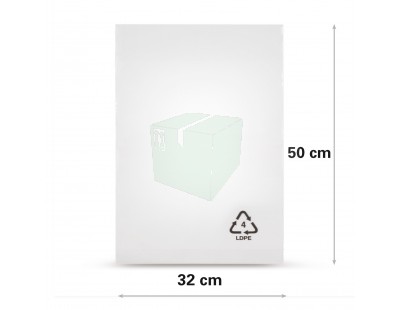 Flat poly bags LDPE, 32x50cm, 50my - 1000x PE Film 