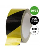 Floor marking tape 100my PVC yellow/black 50mm/33m Tape