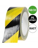 Vloermarkeringstape Ducttape - geel/zwart 50mm/33m  Tape - Plakband