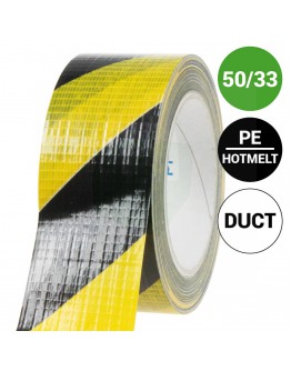 Vloermarkeringstape Ducttape - geel/zwart 50mm/33m 