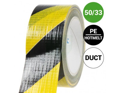 Vloermarkeringstape Ducttape - geel/zwart 50mm/33m  Tape - Plakband