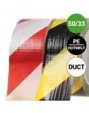 Vloermarkeringstape Ducttape - rood/wit 50mm/33m Tape - Plakband
