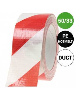 Floor marking tape DUCT red/white, 50mm/33m