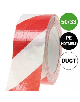 Vloermarkeringstape Ducttape - rood/wit 50mm/33m